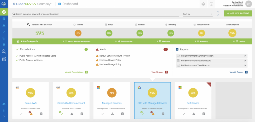 ClearData Comply Dashboard